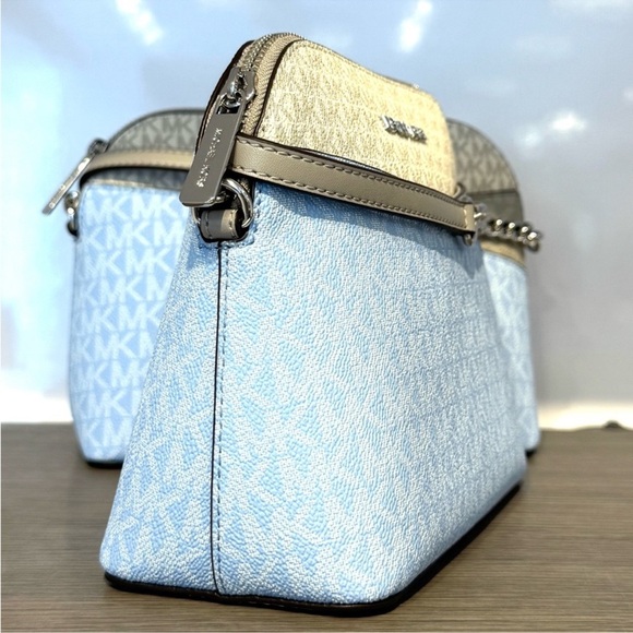 Michael Kors Medium Dome Jet Set Travel Color-Block Signature Logo Crossbody Bag - Picture 5 of 10